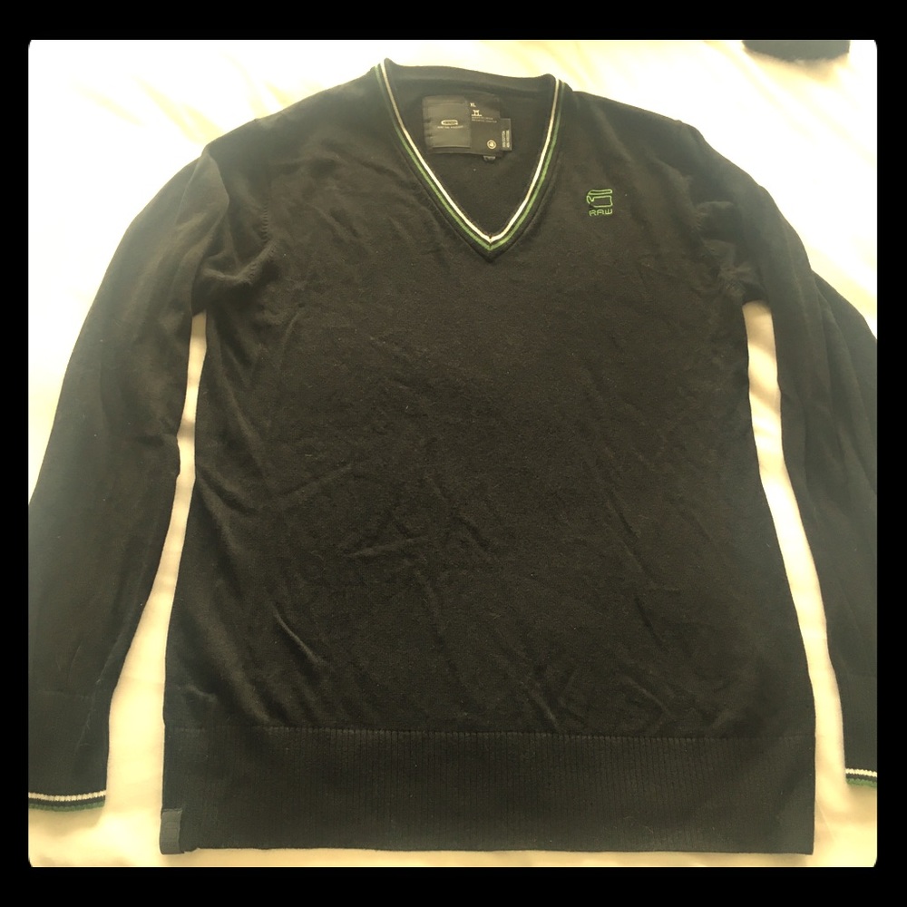 G-star v neck sweater XL stripe accents